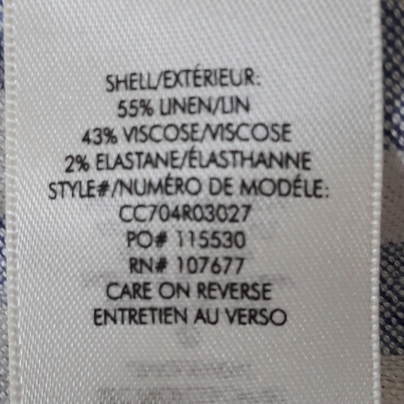 Alice + Olivia Long Sleeve Striped White & Blue Linen Blend Oversized Top XS - Picture 6 of 13